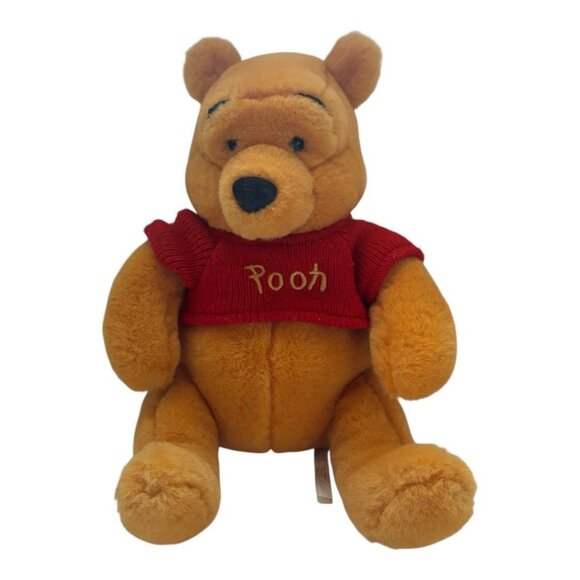 VTG '99 Winnie The Pooh Red Sweater Plush 14 Inch Disney Store Stuffed Animal - Picture 1 of 11